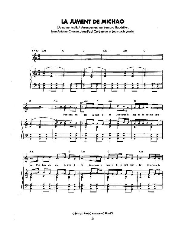 Partitions accordéon | partitions La jument de Michao (Arrangement de ...