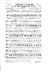 télécharger la partition d'accordéon Amar Y Vivir (C'est ma raison de vivre) (Piano Conducteur) au format PDF