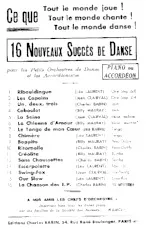 scarica la spartito per fisarmonica Recueil 16 Nouveaux Succès de Danse (Piano ou Accordéon) in formato PDF