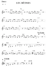 descargar la partitura para acordeón Les bêtises (Chant : Sabine Paturel) (Relevé) en formato PDF