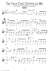 download the accordion score Tes yeux c'est comme la mer (Boléro) in PDF format