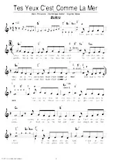 descargar la partitura para acordeón Tes yeux c'est comme la mer (Boléro) en formato PDF