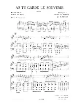 descargar la partitura para acordeón As tu gardé le souvenir (Tango) en formato PDF