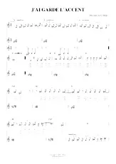 télécharger la partition d'accordéon J'ai gardé l'accent (Chant : Mireille Mathieu) (Relevé) au format PDF