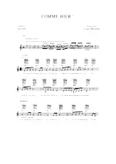 descargar la partitura para acordeón Comme Hier en formato PDF