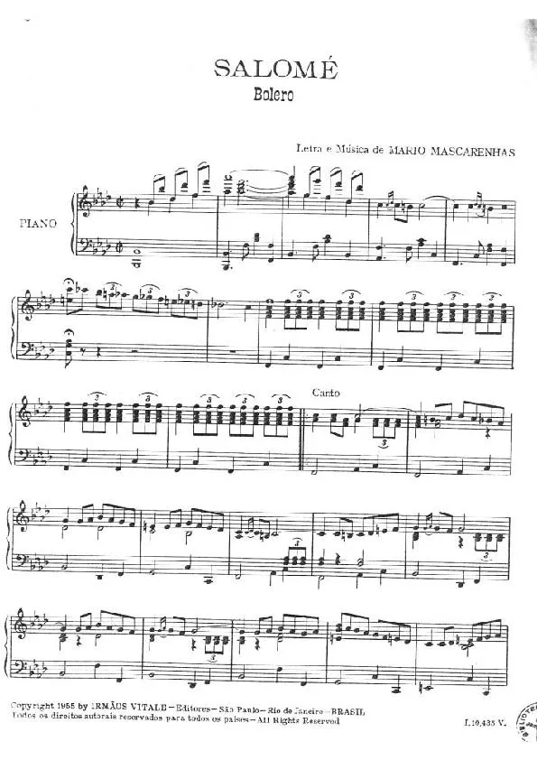 télécharger la partition d'accordéon Salomé (Boléro) (Piano) au format PDF