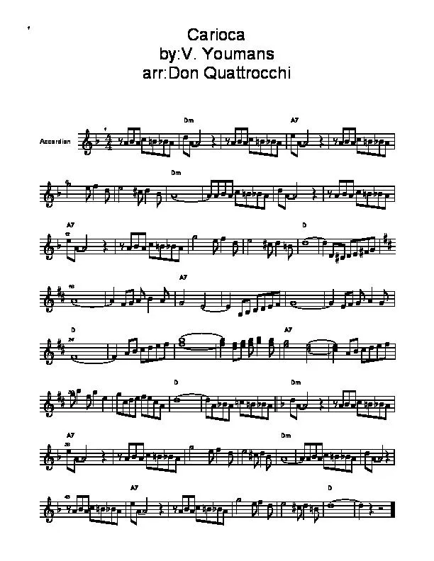télécharger la partition d'accordéon Carioca (Arrangement : Don Quattrocchi) au format PDF