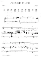 télécharger la partition d'accordéon J'ai oublié de vivre (Chant : Johnny Hallyday) (Pop Rock) au format PDF