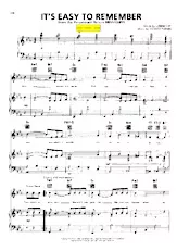 télécharger la partition d'accordéon It's easy to remember (Du Film : Mississippi) (Chant : Dean Martin) (Slow) au format PDF