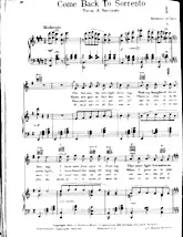 scarica la spartito per fisarmonica Come back to Sorrento (Torna a Surriento) (Piano + Vocal) in formato PDF