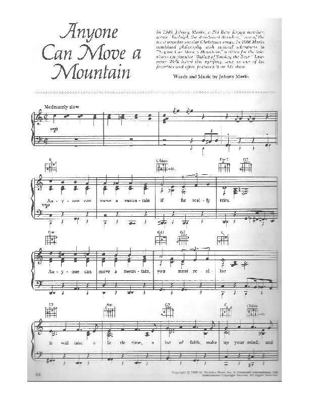 scarica la spartito per fisarmonica Anyone can move a mountain (Chant : Kate Smith / Marlena Shaw) (Slow) in formato PDF