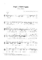 download the accordion score Oops, I did it again (Chant : Britney Spears) (Funk Rock) in PDF format